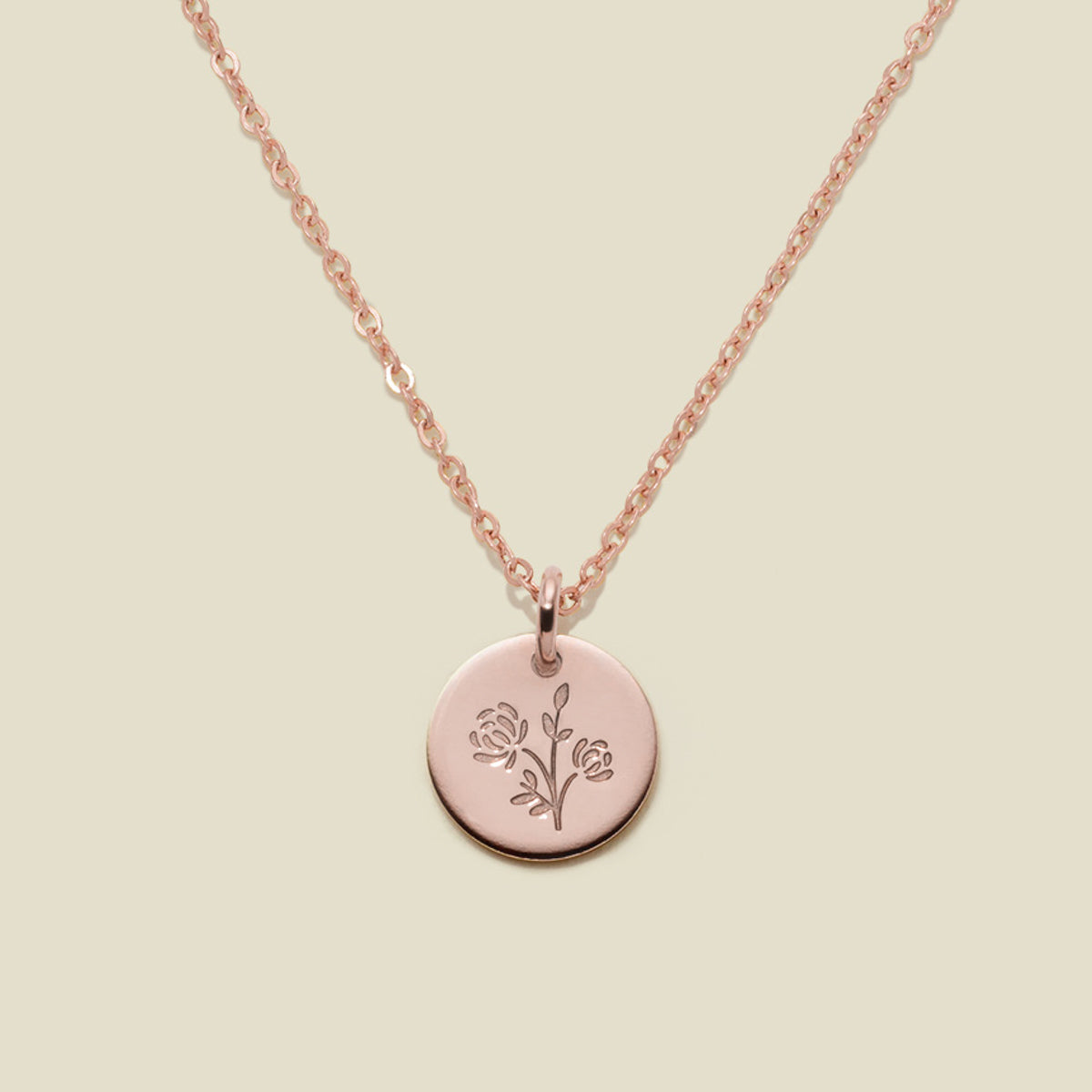 November Birth Flower Necklace Rose Gold Filled / 3/8" / 16"-18" Necklace