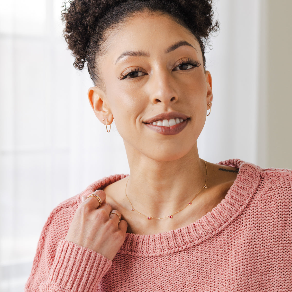 Ombre Pink Heart Necklace Made By Mary