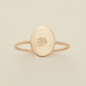 Oval Customized Ring - Initial or Birth Flower