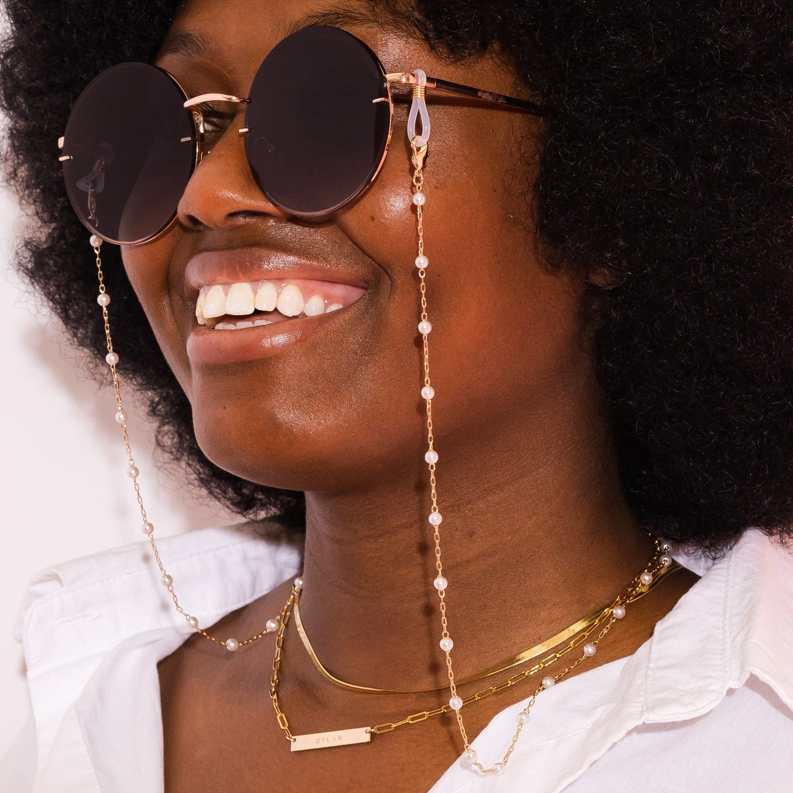 Paperclip Pearl Sunglasses Chain Brass / 29.5" Accessories