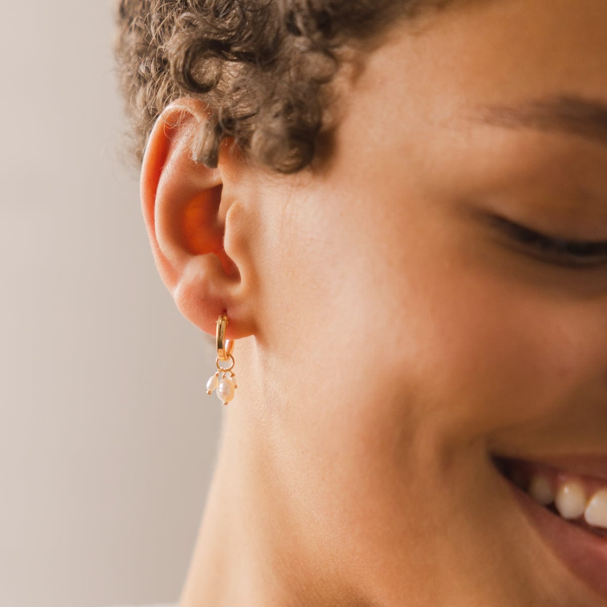 Pearl Cluster Hooplet Earrings Gold Filled Earring