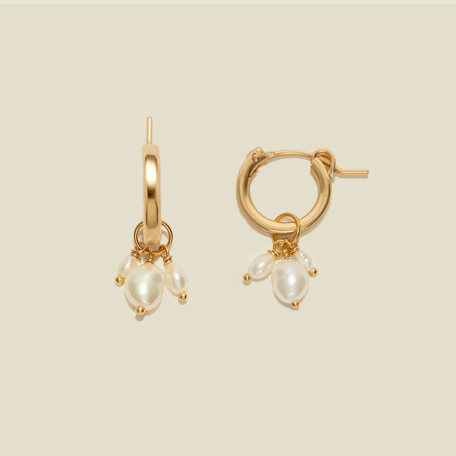 Pearl Cluster Hooplet Earrings
