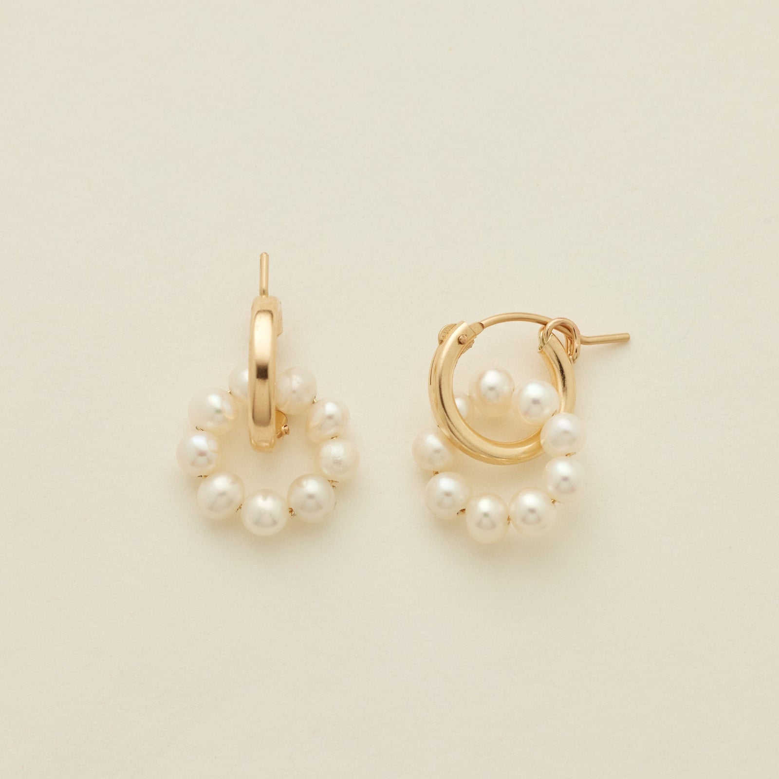 Pearl Halo Hoop Earrings Gold Vermeil Earring