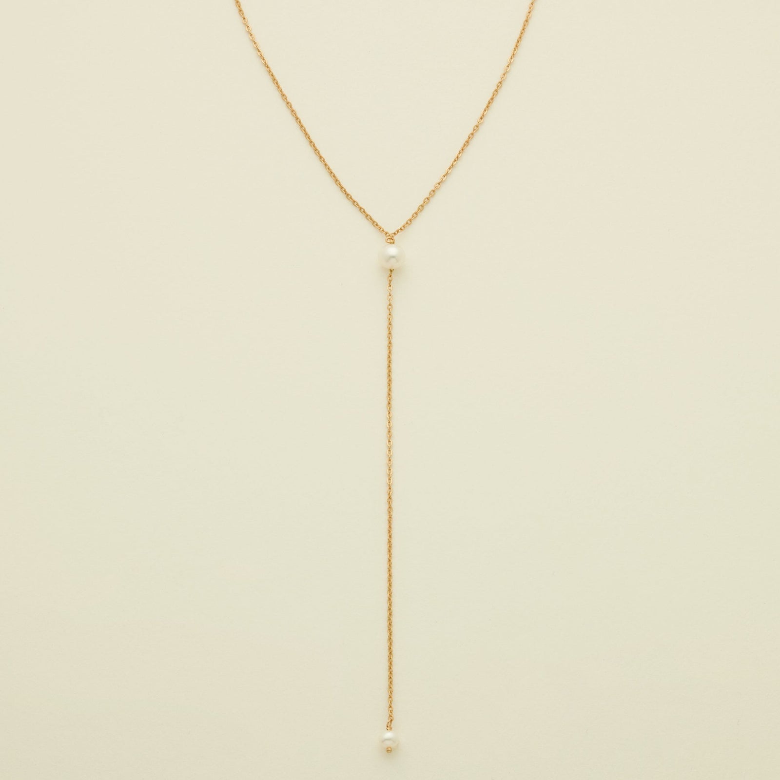 Pearl Lariat Necklace Gold Vermeil Necklace