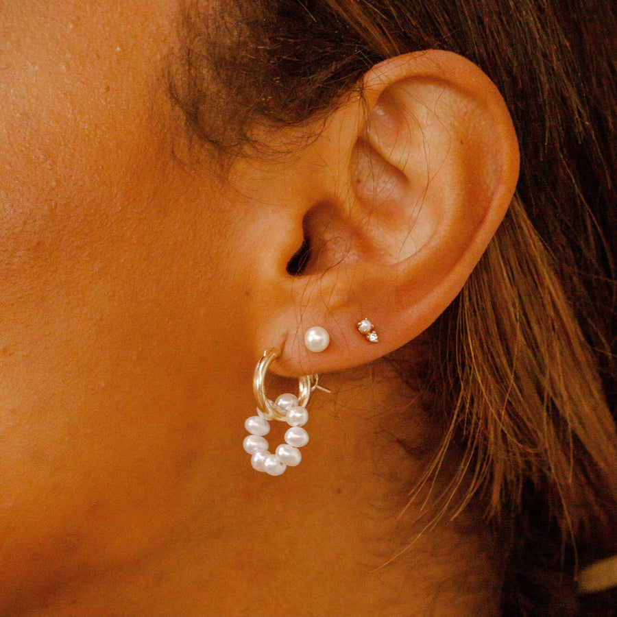 Petite Pearl Stud Earrings Lifestyle