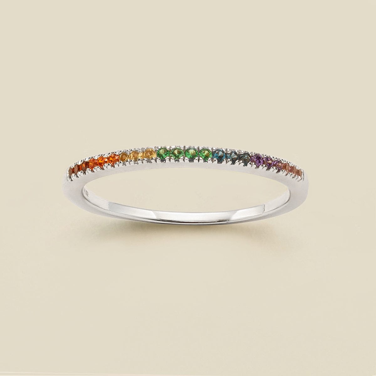 Rainbow Stacking Band Ring Silver / 5 Ring