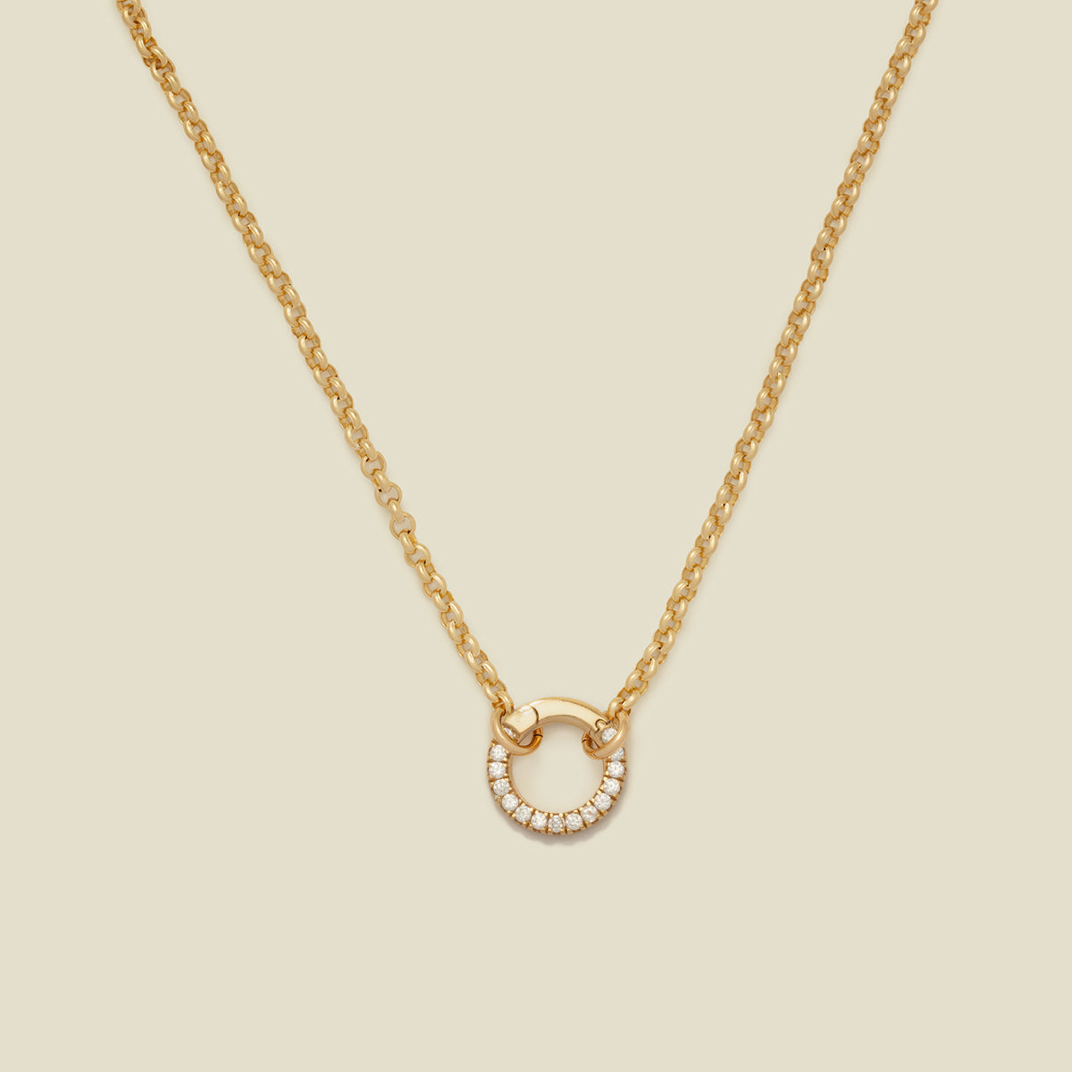 Rolo Charm Necklace Gold Filled / With CZ Link Lock Necklace