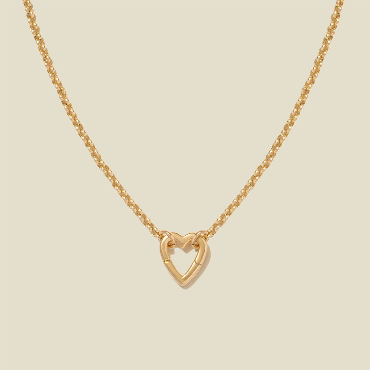 Rolo Charm Necklace Gold Filled / With Heart Link Lock Necklace