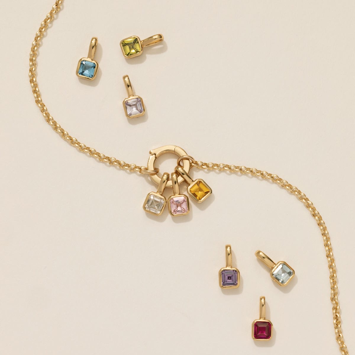Gold Moon And Stars Interlinked Charm Necklace – VOYLLA