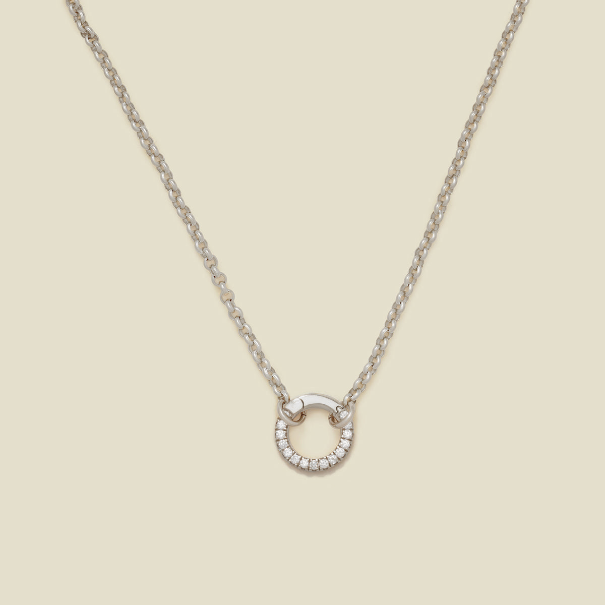 Rolo Charm Necklace Silver / With CZ Link Lock Necklace