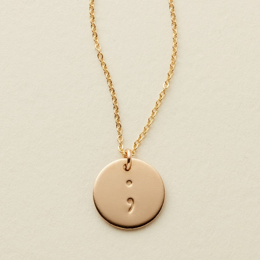 Semicolon Disc Necklace - 1/2"