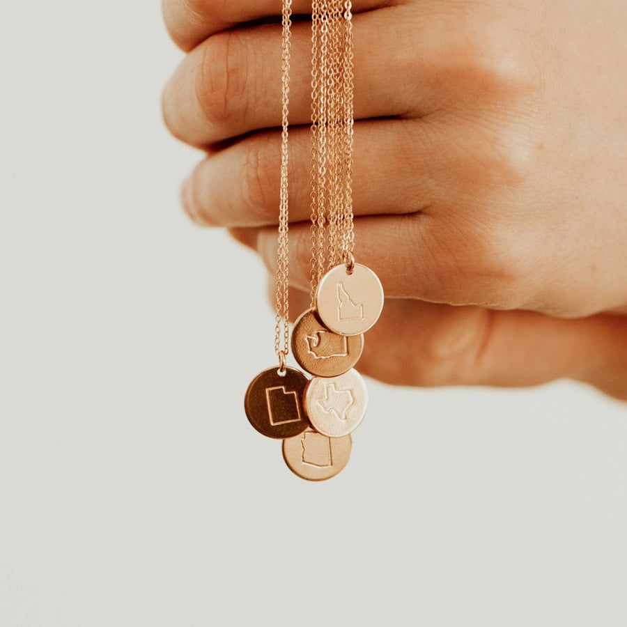 State Disc Necklace- 1/2" Lifestyle