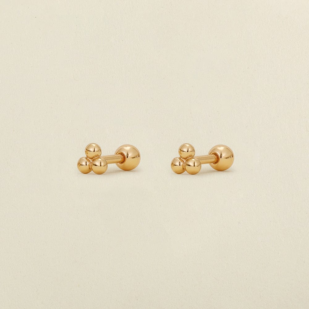 Trinity Bead Stud Earrings Gold Vermeil Earring