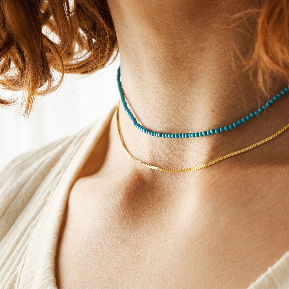 Turquoise Choker Necklace Gold Vermeil Necklace
