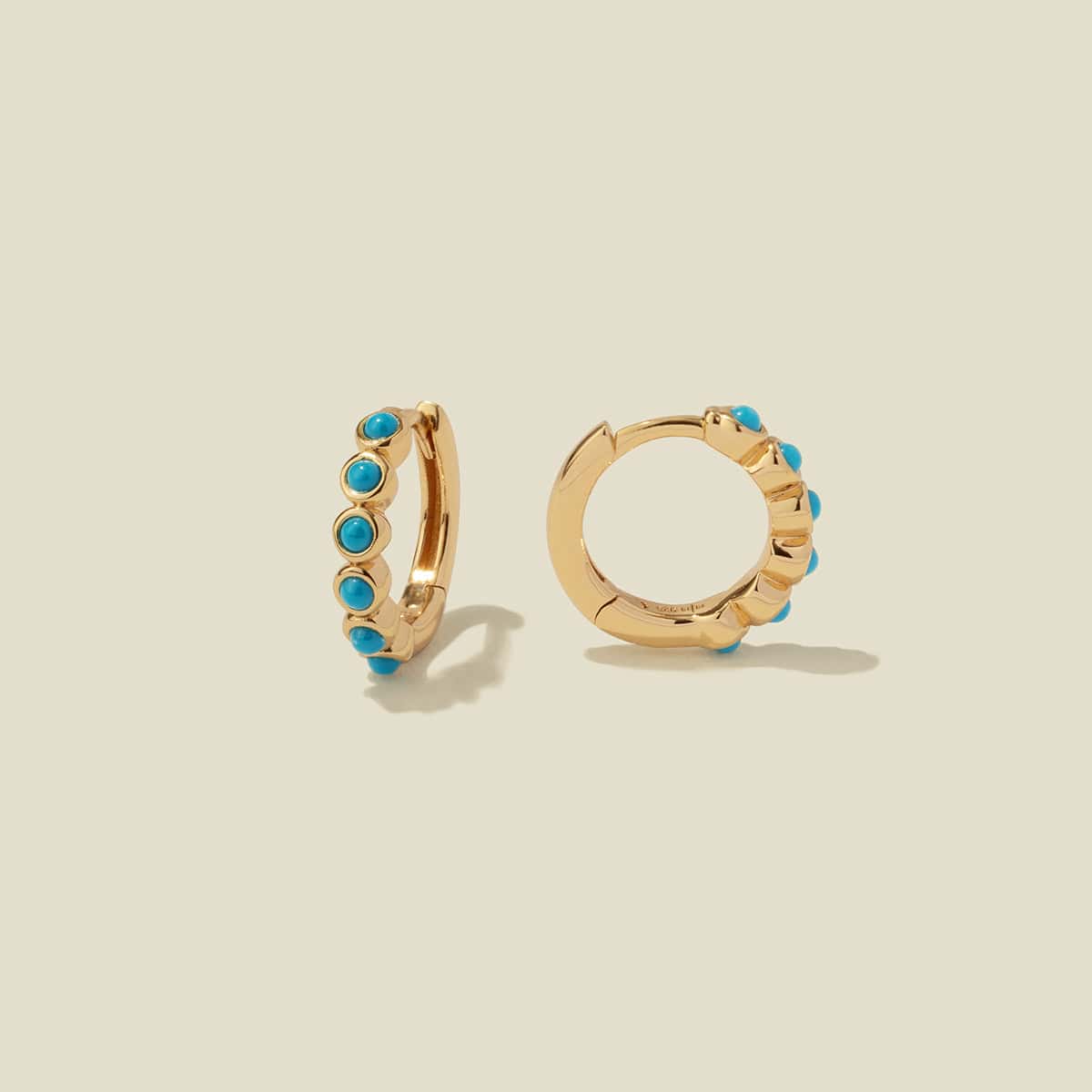 Turquoise Huggie Hoop Earrings Gold Vermeil Earring