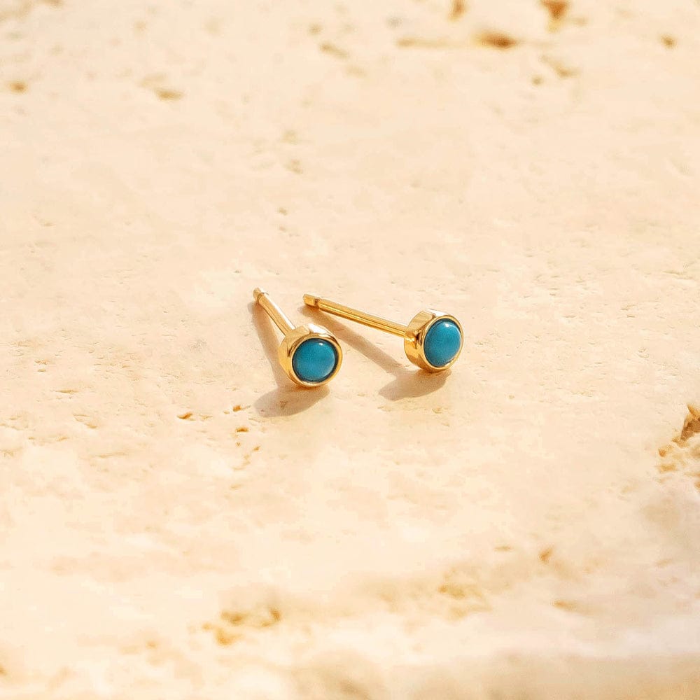Turquoise Stud Earrings Gold Vermeil Earring